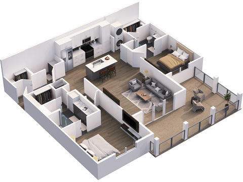 Floor plan for 2 beds, 2.5 baths, 1184 sqft